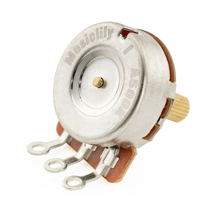 Musiclily Pro HD A500K Pots Brass Short Split Shaft 1/4 Inch Audio Taper Potentiometers for ST Tele PB JB Style Electric Guitar Bass (Set of 2)