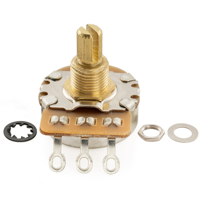 Musiclily Pro HD A500K Pots Brass Short Split Shaft 1/4 Inch Audio Taper Potentiometers for Electric Guitar Bass (Set of 4)