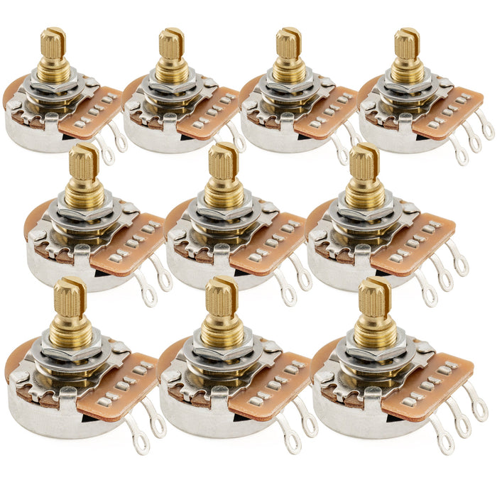 Musiclily Pro HD B1M Pots Brass Metric Split Short Shaft 6.5mm Linear Taper Potentiometers for Electric Guitar Bass (Set of 10)