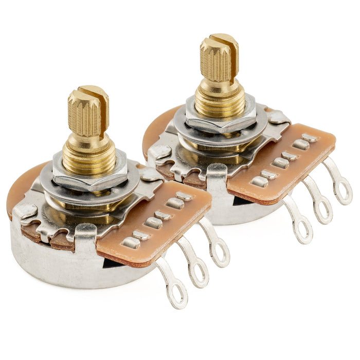 Musiclily Pro HD A1M Pots Brass Metric Split Short Shaft 6.5mm Audio Taper Potentiometers for Jazzmaster Style Electric Guitar Bass (Set of 2)