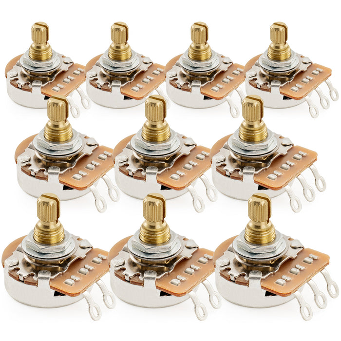 Potenciómetros Musiclily Pro HD B1M de latón con eje corto dividido métrico de 6.5mm y cono lineal para guitarra eléctrica y bajo (Juego de 10)