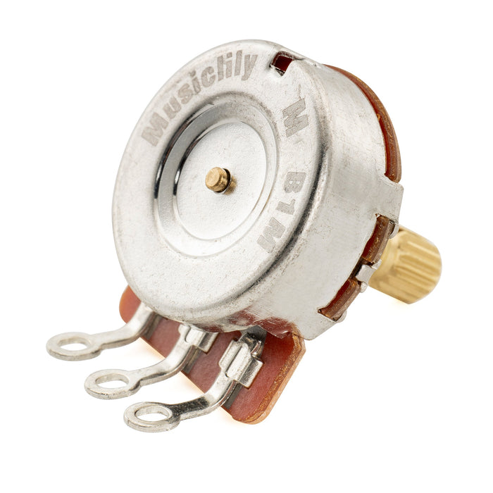 Musiclily Pro HD B1M Pots Brass Metric Split Short Shaft 6.5mm Linear Taper Potentiometers for Electric Guitar Bass (Set of 4)