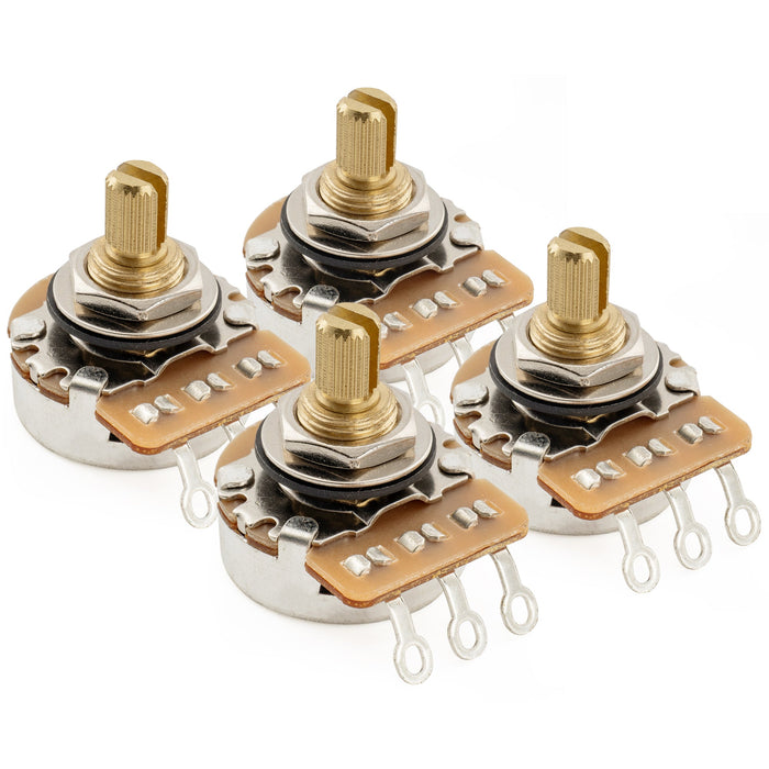 Musiclily Pro HD A1M Pots Brass Short Split Shaft 1/4 Inch Audio Taper Potentiometers for Electric Guitar Bass (Set of 4)