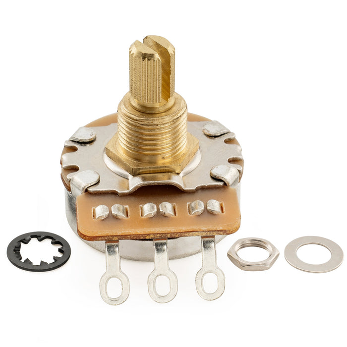 Musiclily Pro HD A1M+B1M Pots Brass Short Split Shaft 1/4 Inch Audio Linear Taper Potentiometers for Jazzmaster Style Electric Guitar Bass (Set of 1A1B)