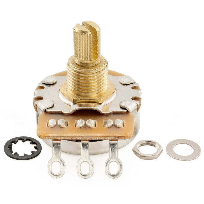 Musiclily Pro HD B1M Pots Brass Short Split Shaft 1/4 Inch Linear Taper Potentiometers for Electric Guitar Bass (Set of 10)