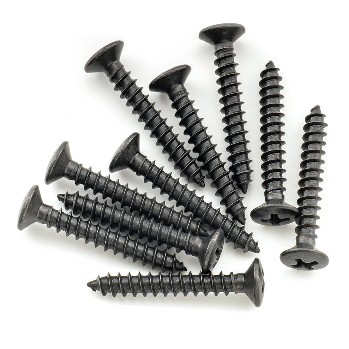Musiclily Ultra 4x28mm Edelstahl Senkkopf Epi Style Gurtknopf Montageschrauben, Schwarz (Set von 10)