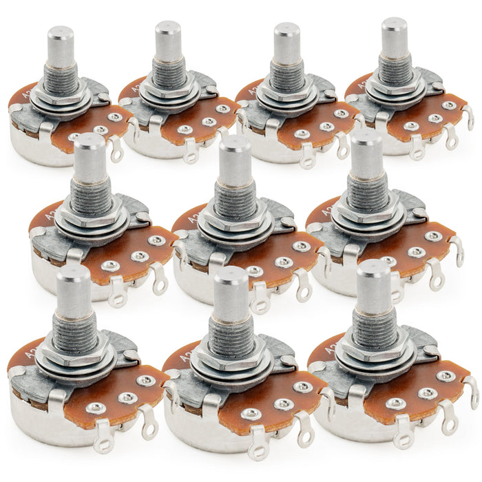 Alpha A250K Pots Metric Solid Standard Shaft 9.5mm Audio Taper Potentiometers for Electric Guitar Bass (Set of 10)