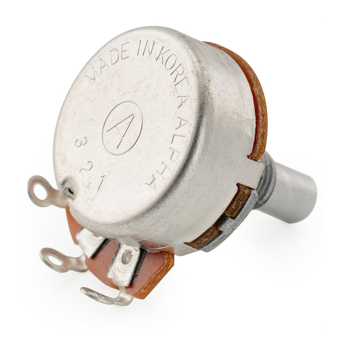 Alpha A250K Pots Metric Solid Standard Shaft 9.5mm Audio Taper Potentiometers for ST/Tele/Mustang/Ibanez Style Electric Guitar Bass (Set of 2)