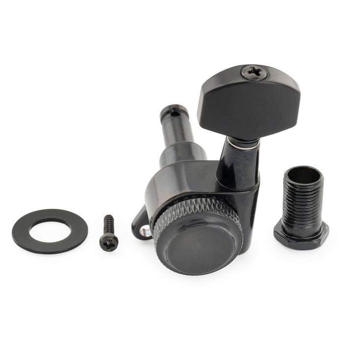 Musiclily Pro R18K 左利き用 6-in-line 18:1比 完全密封式ロック付きマシンヘッド チューナー チューニングペグキー 六角ボタン 45度ネジ Strat Teleスタイルエレキギター用