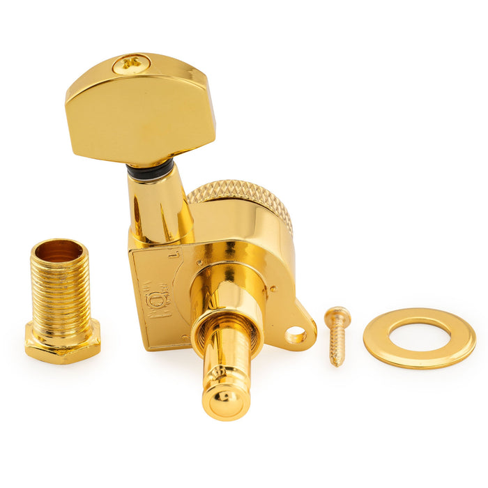 Musiclily Pro R18K 左利き用 6-in-line 18:1比 完全密封式ロック付きマシンヘッド チューナー チューニングペグキー 六角ボタン 45度ネジ Strat Teleスタイルエレキギター用