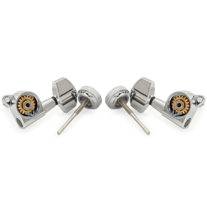 ミュージックリリー プロ R18K 3R3L 18:1 比率 完全密封 ロッキングマシンヘッド チューナー チューニングペグキー 大型六角ボタン 45度ネジ アコースティック/エレキギター用