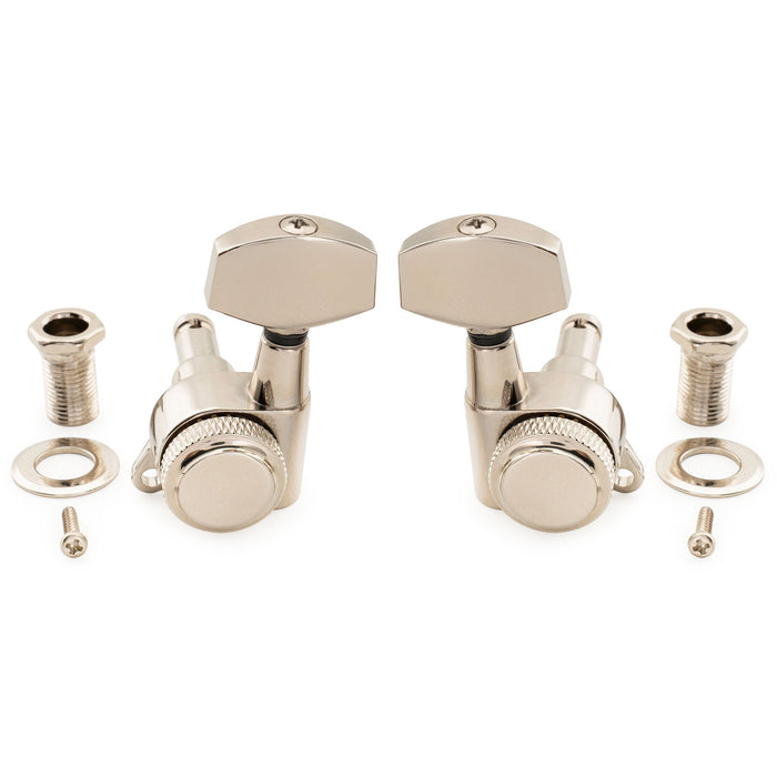 ミュージックリリー プロ R18K 3R3L 18:1 比率 完全密封 ロッキングマシンヘッド チューナー チューニングペグキー 大型六角ボタン 45度ネジ アコースティック/エレキギター用