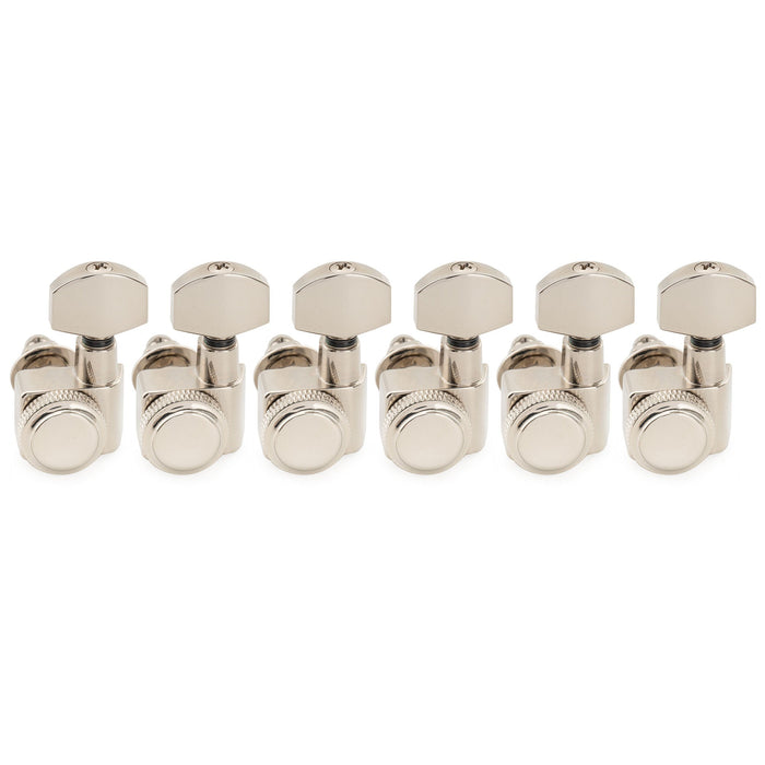 Musiclily Pro Left-Handed 6-in-line 18:1 Ratio 2-Pin Full Sealed Locking Machine Heads Tuners Tuning Pegs Keys with Hex Button for Fender Strat Tele Style Electric Guitar