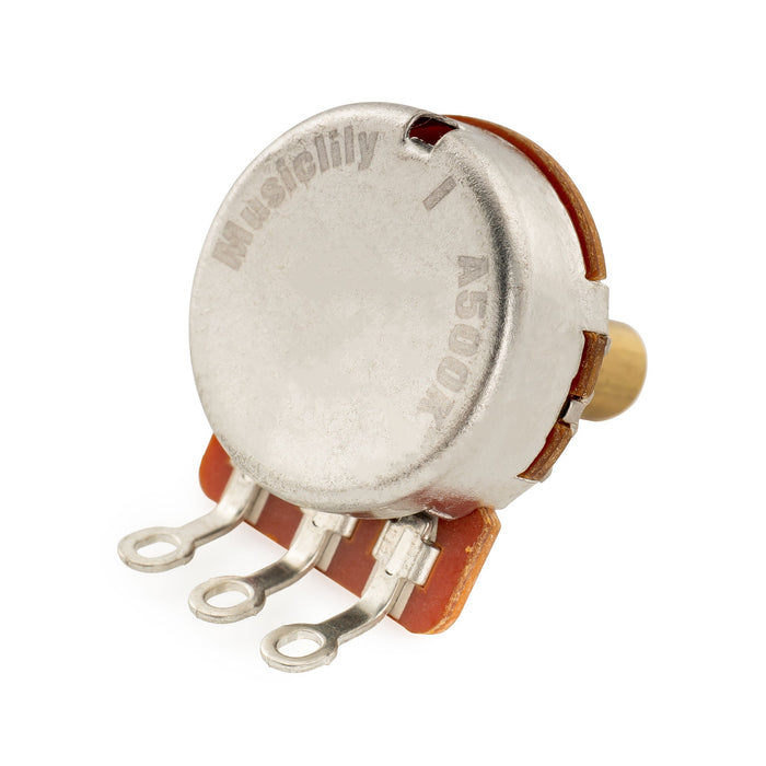 Musiclily Pro HD A500K Pots Brass Solid Short Shaft 1/4 Inch Audio Taper Potentiometers for Electric Guitar Bass (Set of 10)