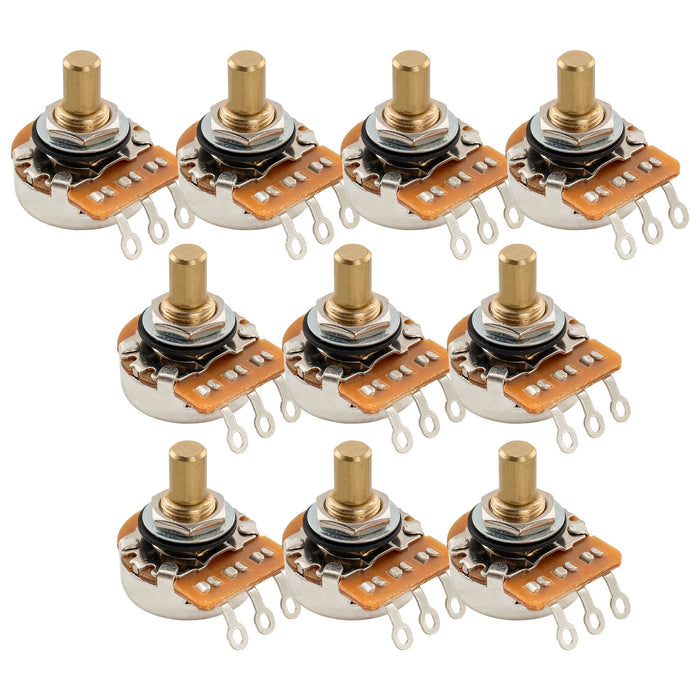 Musiclily Pro HD A500K Pots Brass Solid Short Shaft 1/4 Inch Audio Taper Potentiometers for Electric Guitar Bass (Set of 10)