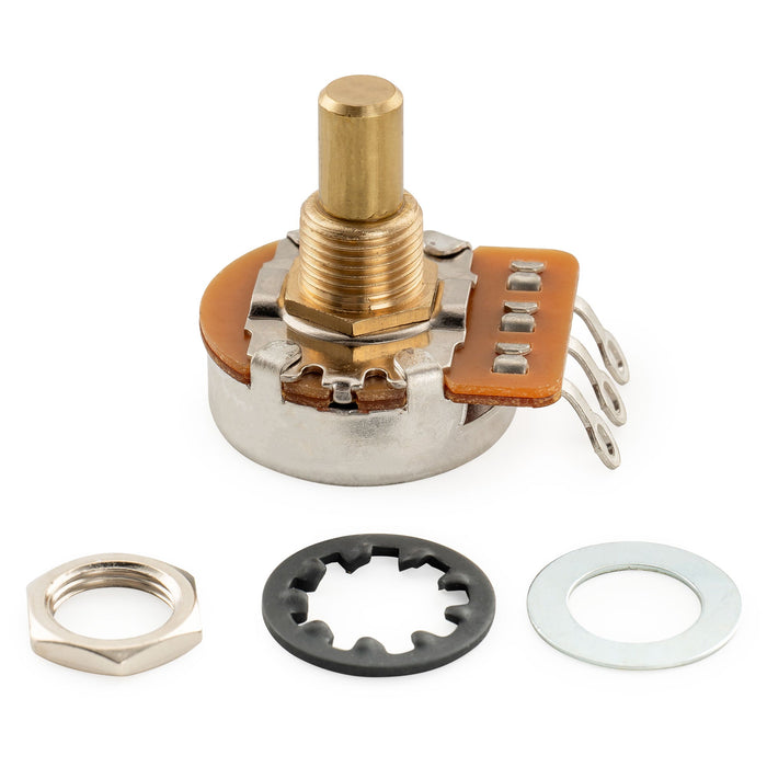 Musiclily Pro HD A500K Pots Brass Solid Short Shaft 1/4 Inch Audio Taper Potentiometers for Tele PB JB Style Electric Guitar Bass (Set of 2)