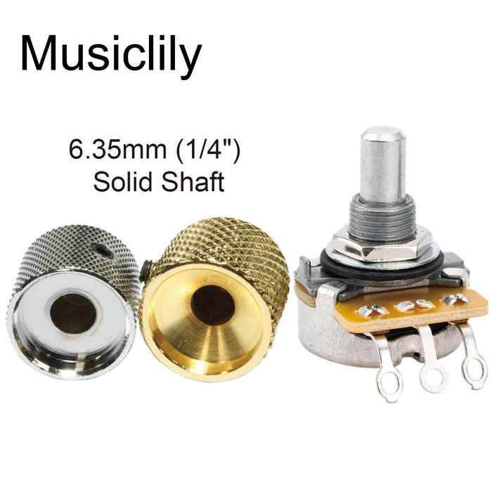Musiclily Pro HD A500K Poti Messing Vollständig Kurzer Schaft 1/4 Zoll Audio-Tonabnehmer für E-Gitarre und Bass