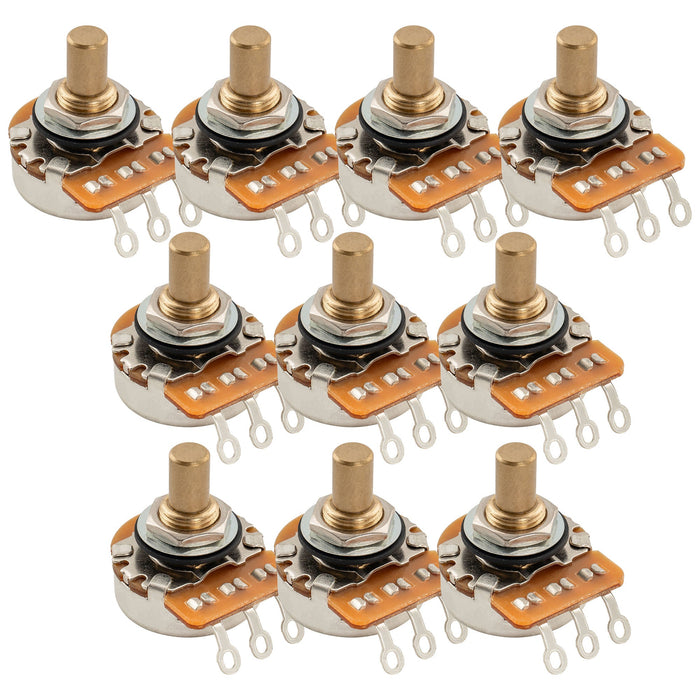 Musiclily Pro HD A500K Pots Brass Solid Short Shaft 1/4 Inch Audio Taper Potentiometers for Electric Guitar Bass (Set of 10)