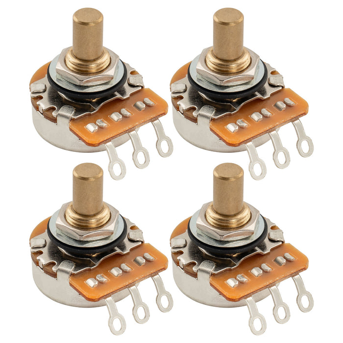 Musiclily Pro HD A500K Pots Brass Solid Short Shaft 1/4 Inch Audio Taper Potentiometers for Electric Guitar Bass (Set of 4)