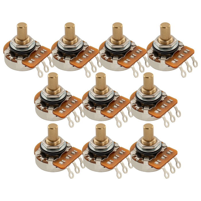 Musiclily Pro HD A1M Pots Brass Solid Short Shaft 1/4 Inch Audio Taper Potentiometers for Electric Guitar Bass (Set of 10)