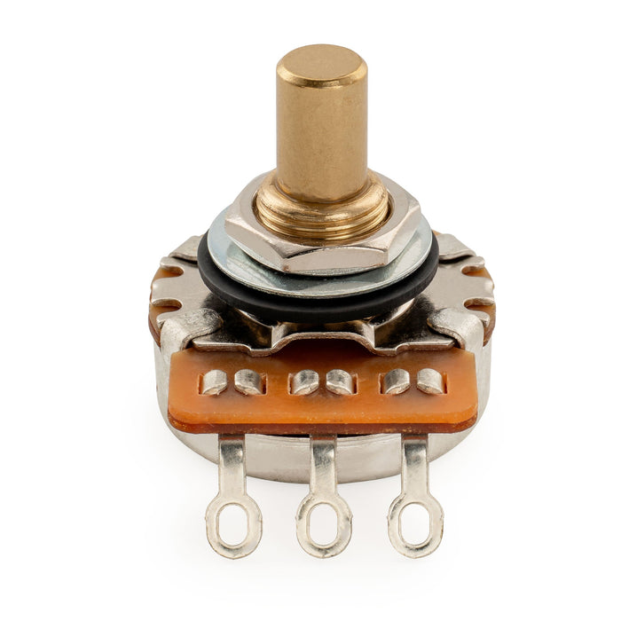 Musiclily Pro HD A1M Potis aus Messing, Massiver Kurzer Schaft 1/4 Zoll, Audio-Taper-Potentiometer für E-Gitarre/Bass (Set von 4)