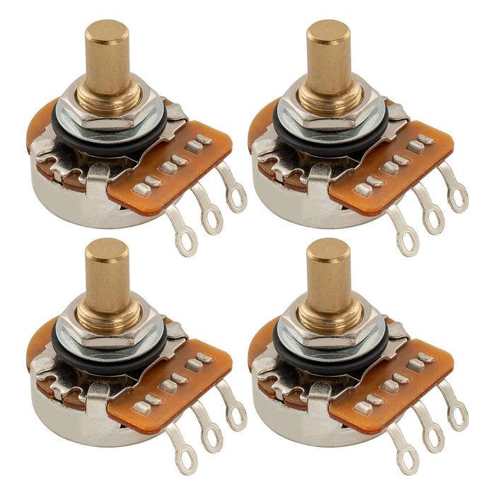 Musiclily Pro HD A1M Pots Brass Solid Short Shaft 1/4 Inch Audio Taper Potentiometers for Electric Guitar Bass (Set of 4)