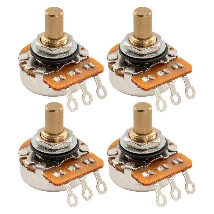 Musiclily Pro HD A1M Potis aus Messing, Massiver Kurzer Schaft 1/4 Zoll, Audio-Taper-Potentiometer für E-Gitarre/Bass (Set von 4)