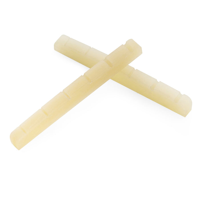 6弦スクワイアーアフィニティーストラトテレスタイルのエレキギター用ミュージックリリーPro 40.5x3x5mmフラットボトムスロット入り骨製ナット(2個セット)