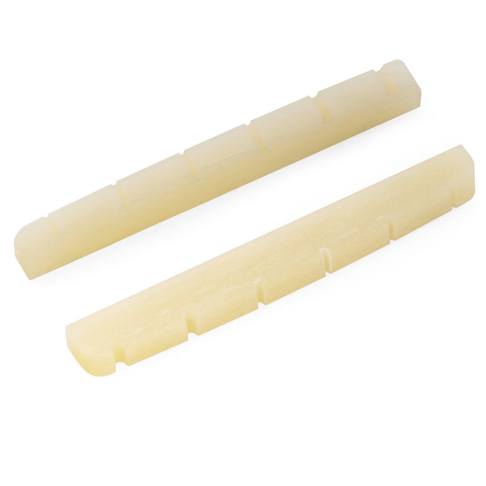 6弦スクワイアーアフィニティーストラトテレスタイルのエレキギター用ミュージックリリーPro 40.5x3x5mmフラットボトムスロット入り骨製ナット(2個セット)