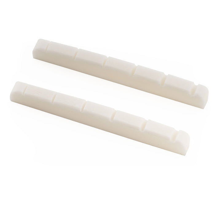 6弦スクワイアーアフィニティーストラトテレスタイルのエレキギター用ミュージックリリーPro 40.5x3x5mmフラットボトムスロット入り骨製ナット(2個セット)