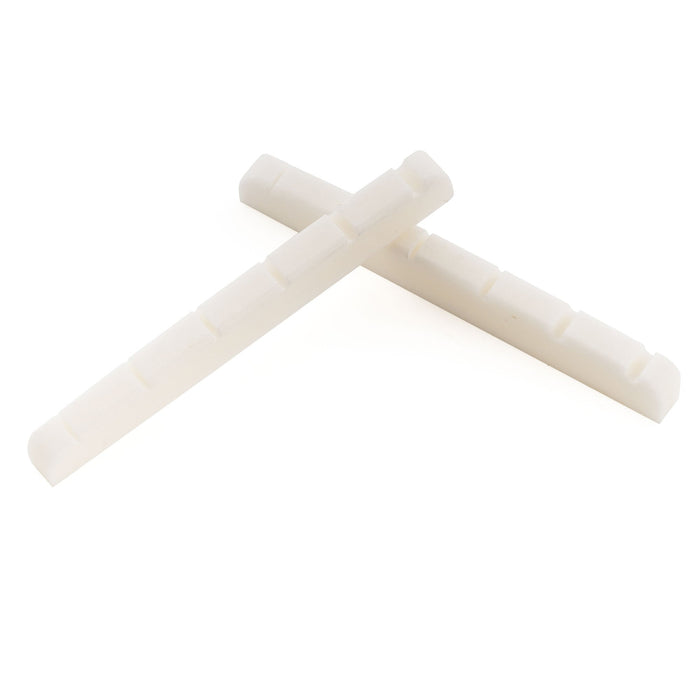 6弦スクワイアーアフィニティーストラトテレスタイルのエレキギター用ミュージックリリーPro 40.5x3x5mmフラットボトムスロット入り骨製ナット(2個セット)