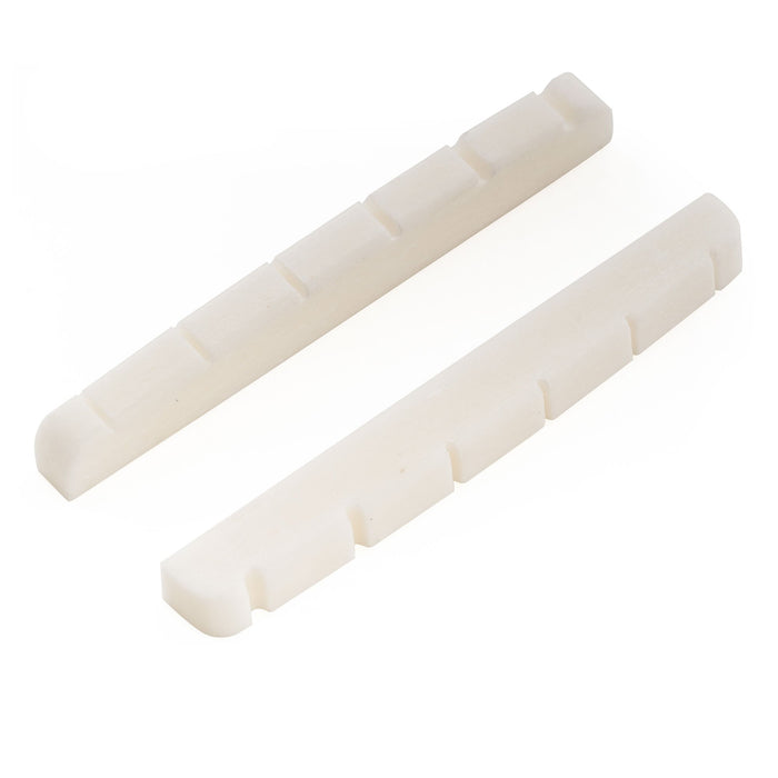 6弦スクワイアーアフィニティーストラトテレスタイルのエレキギター用ミュージックリリーPro 40.5x3x5mmフラットボトムスロット入り骨製ナット(2個セット)