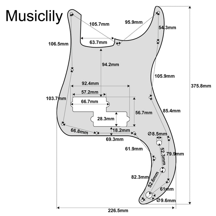 ミュージックリリー プロ 13穴 ベースピックガード スquier ソニックプレシジョンベース用