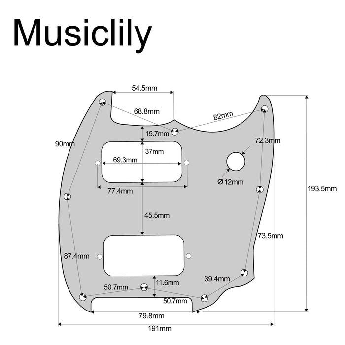 Musiclily Pro 9-Hole Guitar Pickguard for Squier Sonic Mustang HH Electric Guitar