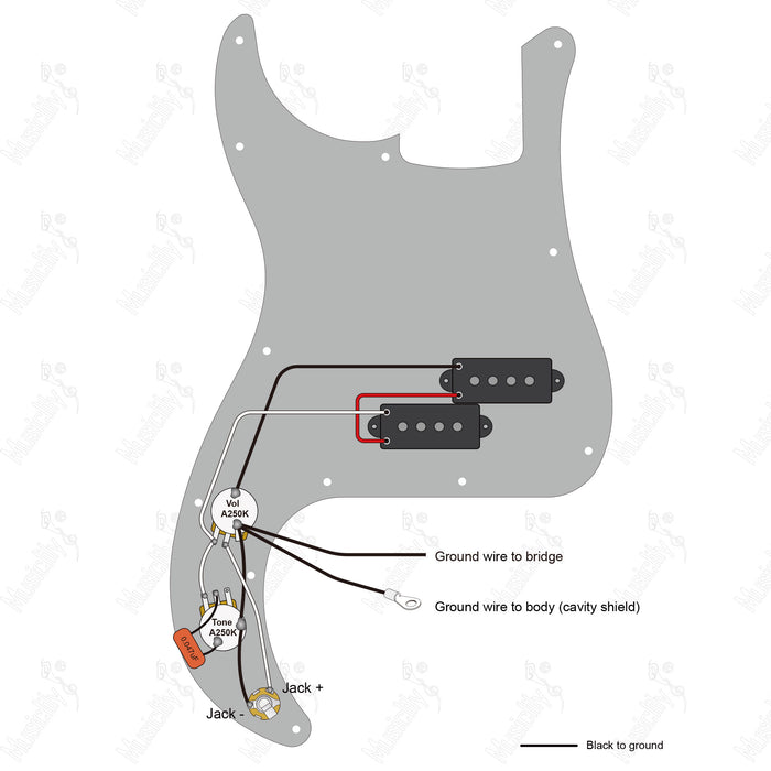 Standard PB American Style Mit Artec Pickup Verdrahtungsdiagramm