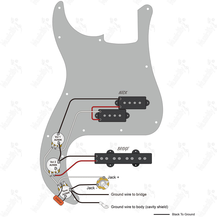 Standard PJB American Style With Artec Pickup Wiring Diagram