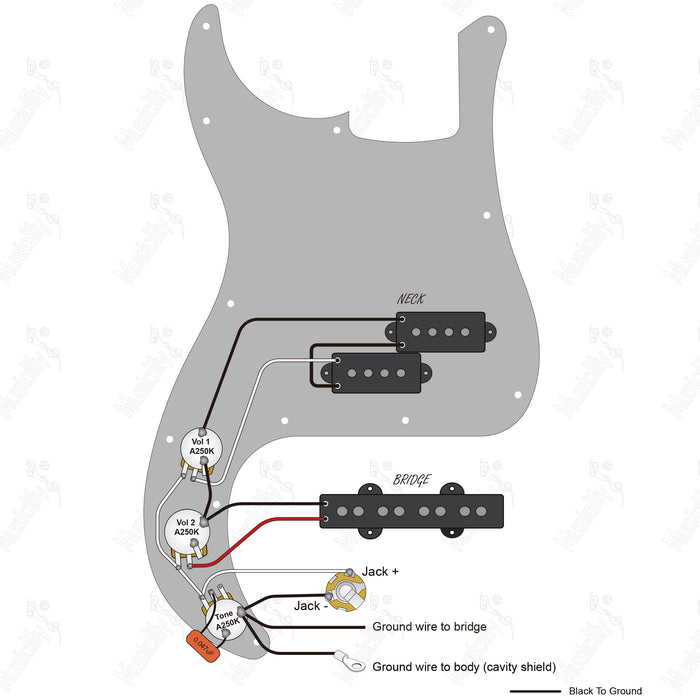 Diagrama de Fiação PJB Estilo Americano Padrão com Captador Wilkinson M