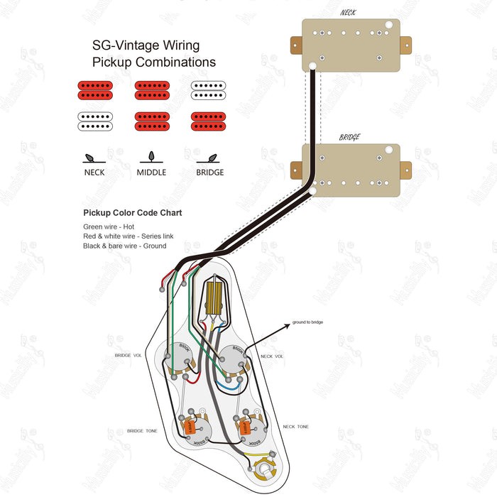 Standard SG-HH Vintage mit Musiclily Pro Pickup Verdrahtungsdiagramm