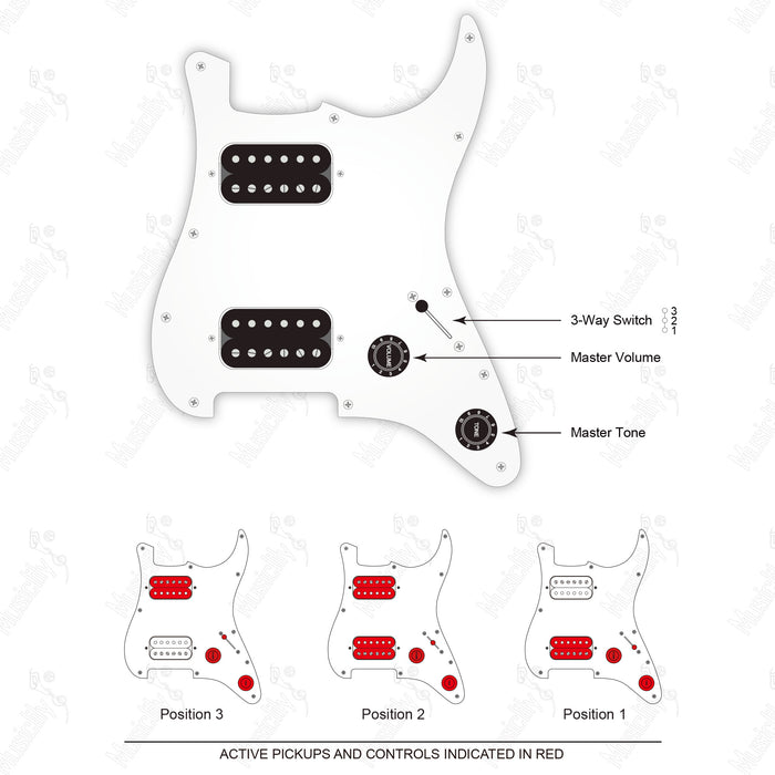 Import Style Standard ST-HH With Musiclily Basic Pickup and 2 Pots Wiring Diagram