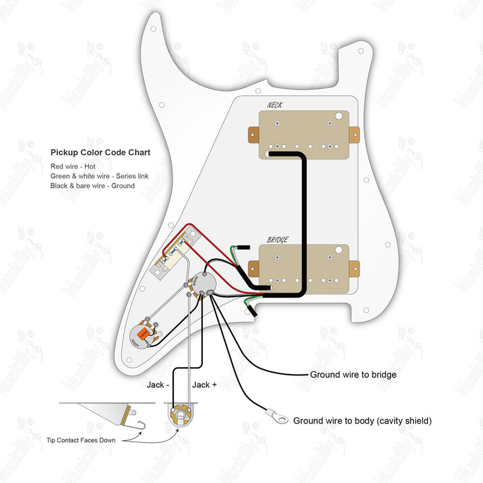 Import Style Standard ST-HH With Musiclily Basic Pickup and 2 Pots Wiring Diagram