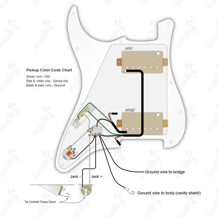 Import Style Standard ST-HH With Musiclily Pro Pickup and 2 Pots Wiring Diagram