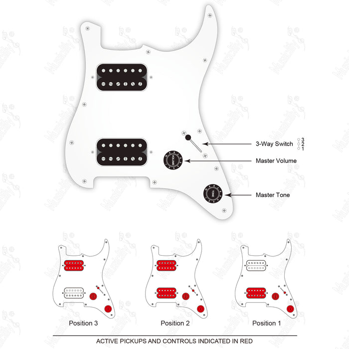 Import Style Standard ST-HH With Wilkinson M Pickup and 2 Pots Wiring Diagram