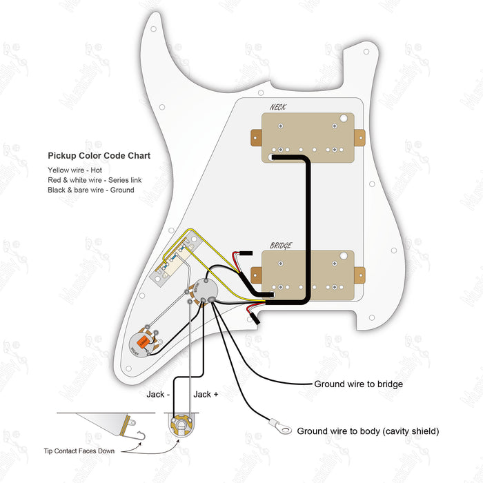 Import Style Standard ST-HH With Wilkinson M Pickup and 2 Pots Wiring Diagram