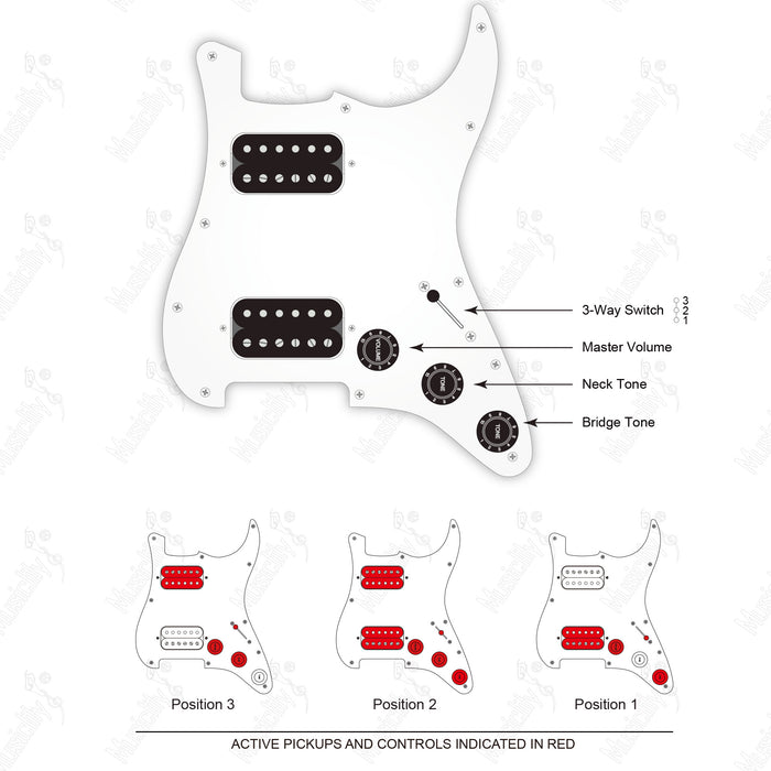 Modello Standard Americano ST-HH Con Pickup Wilkinson M e Diagramma di Cablaggio a 3 Potenziometri