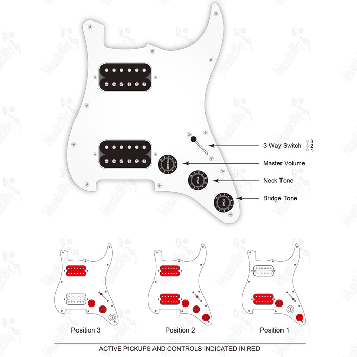 Import Style Standard ST-HH With Artec Pickup and 3 Pots Wiring Diagram