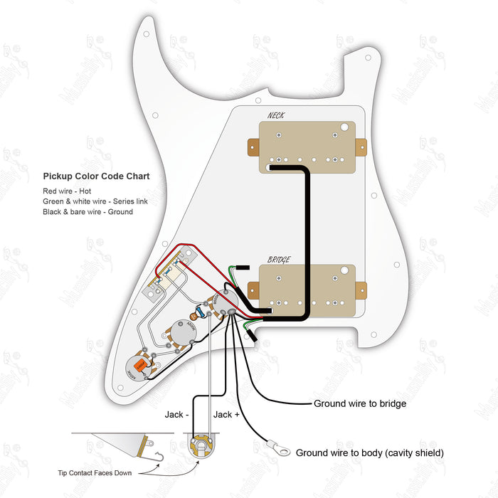 Import Style Standard ST-HH With Musiclily Basic Pickup and 3 Pots Wiring Diagram