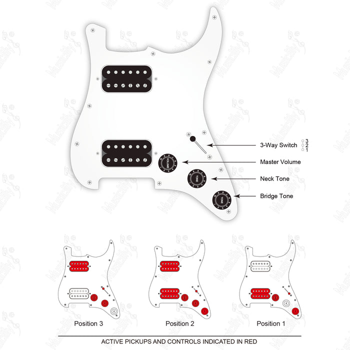 Import Style Standard ST-HH With Musiclily Pro Pickup and 3 Pots Wiring Diagram