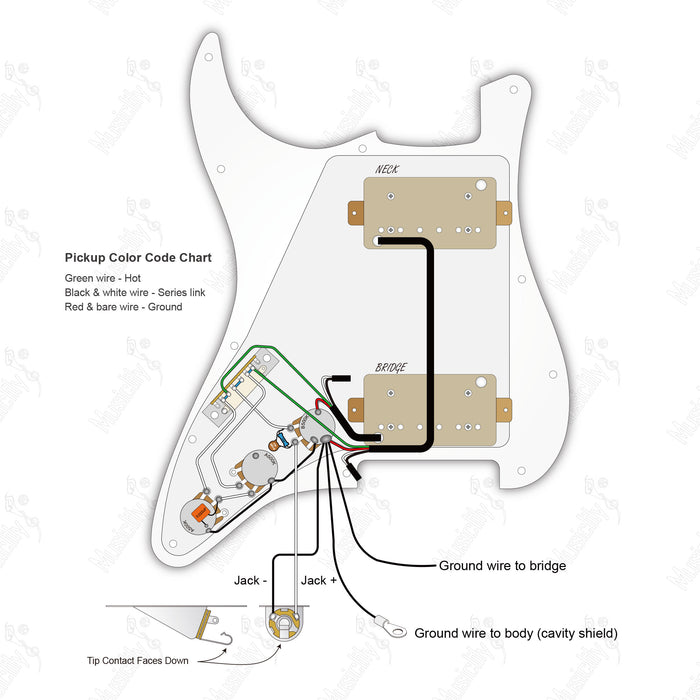 Schéma de câblage Style Standard ST-HH avec micro Revival et 3 potentiomètres