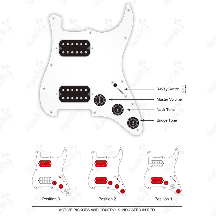 Import Style Standard ST-HH With Wilkinson M Pickup and 3 Pots Wiring Diagram