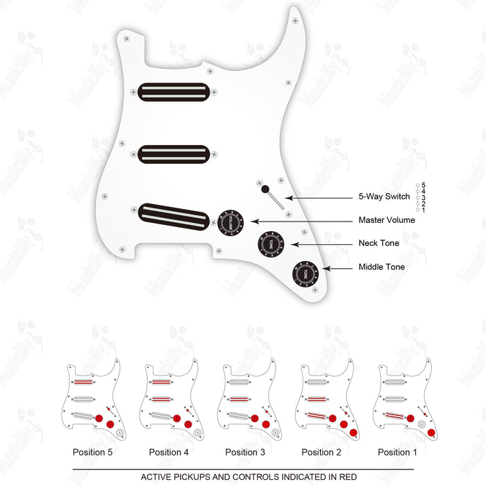 Stile Americano Standard ST-HHH Con Diagramma di Cablaggio Pickup Musiclily Pro